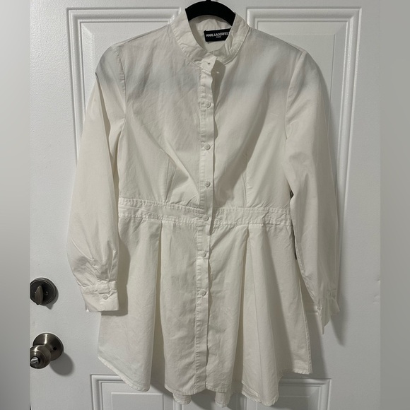 Karl Lagerfeld Tops - Karl Lagerfeld Paris White Cotton Button-Front Tunic Blouse Size Small NWT